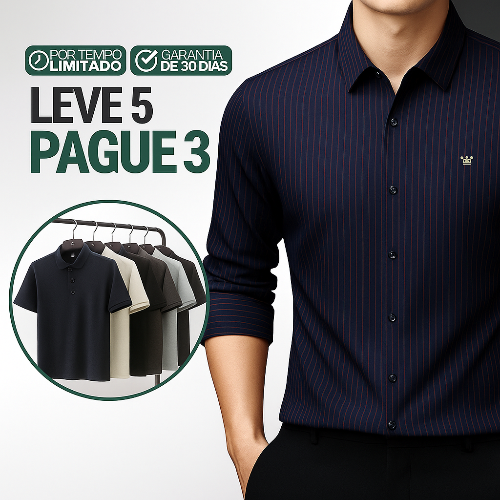 Kit de Camisas Sociais Venturo em Seda e Poliéster + Brindes