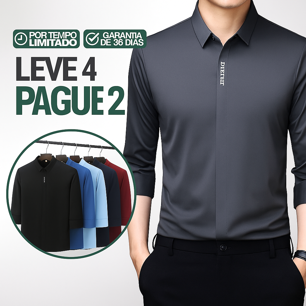 Kit de Camisas Sociais Makatto em Seda, Poliéster e Elastano + Brindes