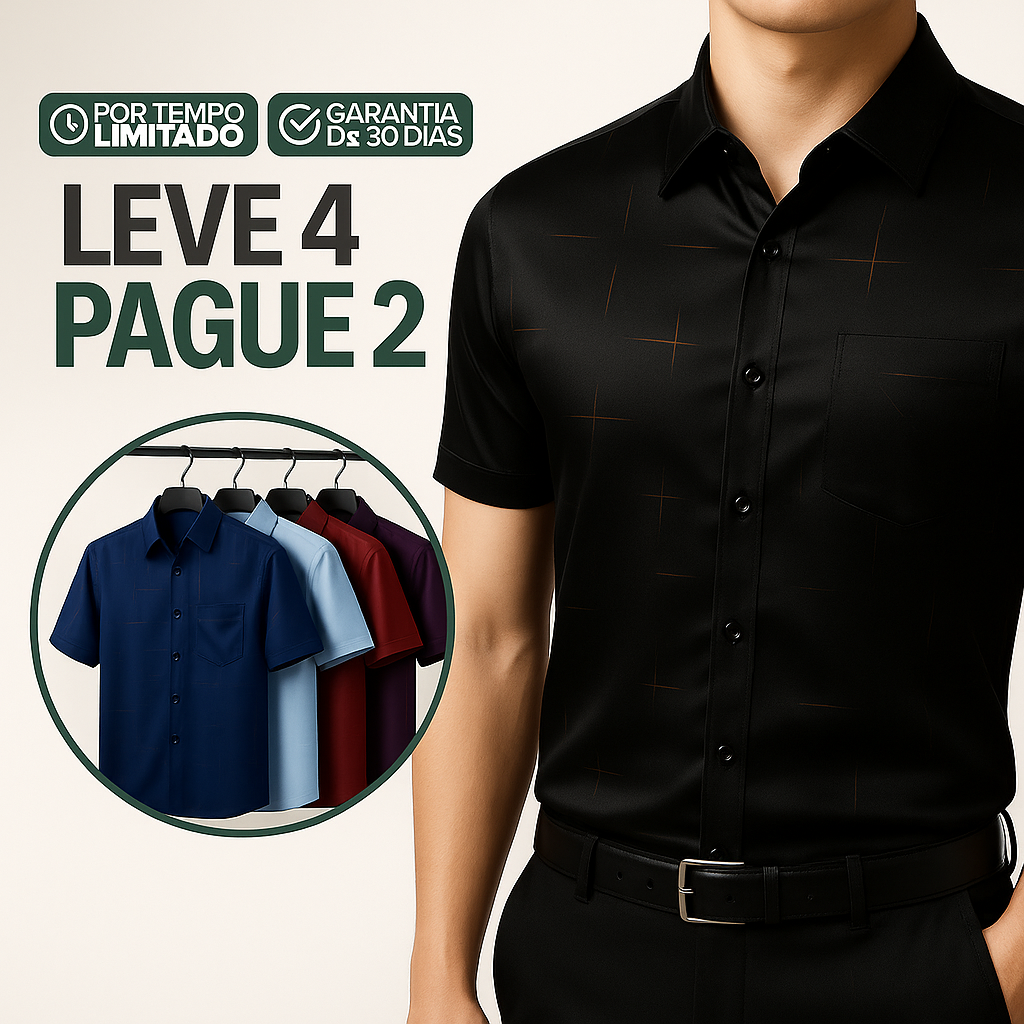 Kit de Camisas Sociais Zathier em Seda, Poliéster e Viscose