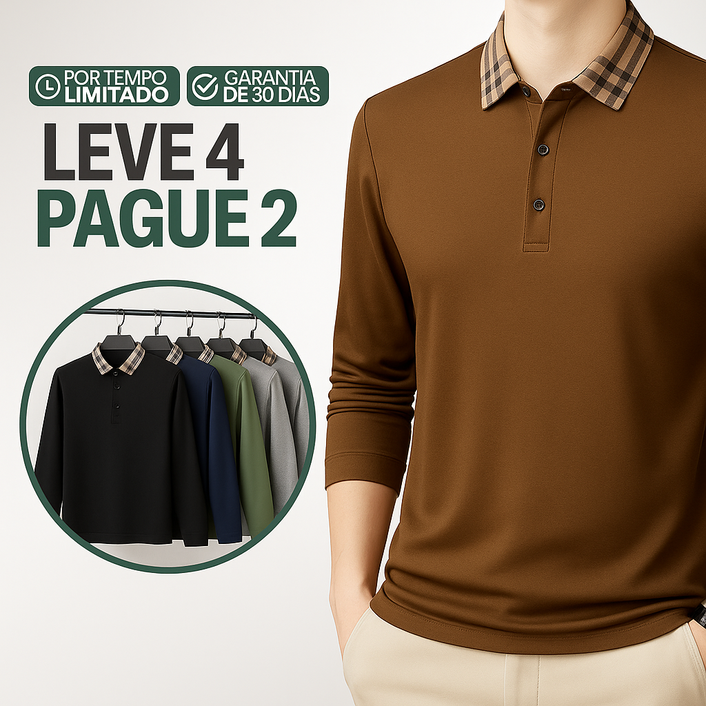 Kit de Camisas Polo Rivano em Seda, Poliéster e Viscose + Brindes