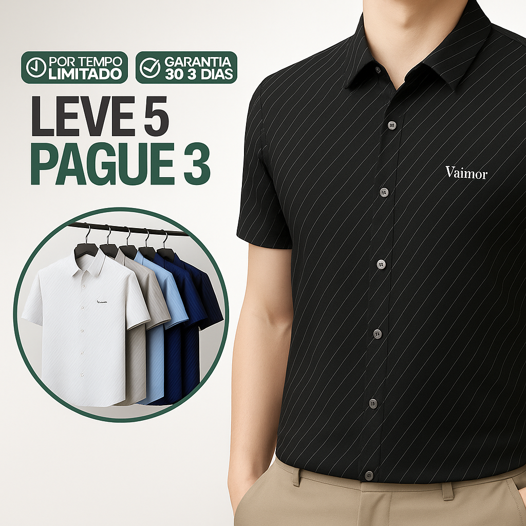 Kit de Camisas Sociais Valmor em Algodão e Viscose + Brindes