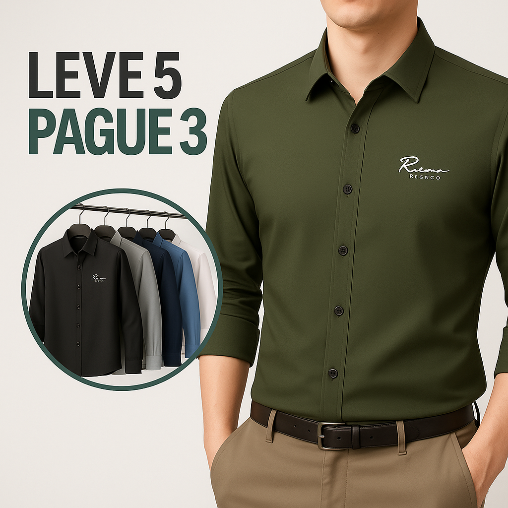 Kit de Camisas Sociais Rienzo em Seda, Poliéster e Viscose + Brindes