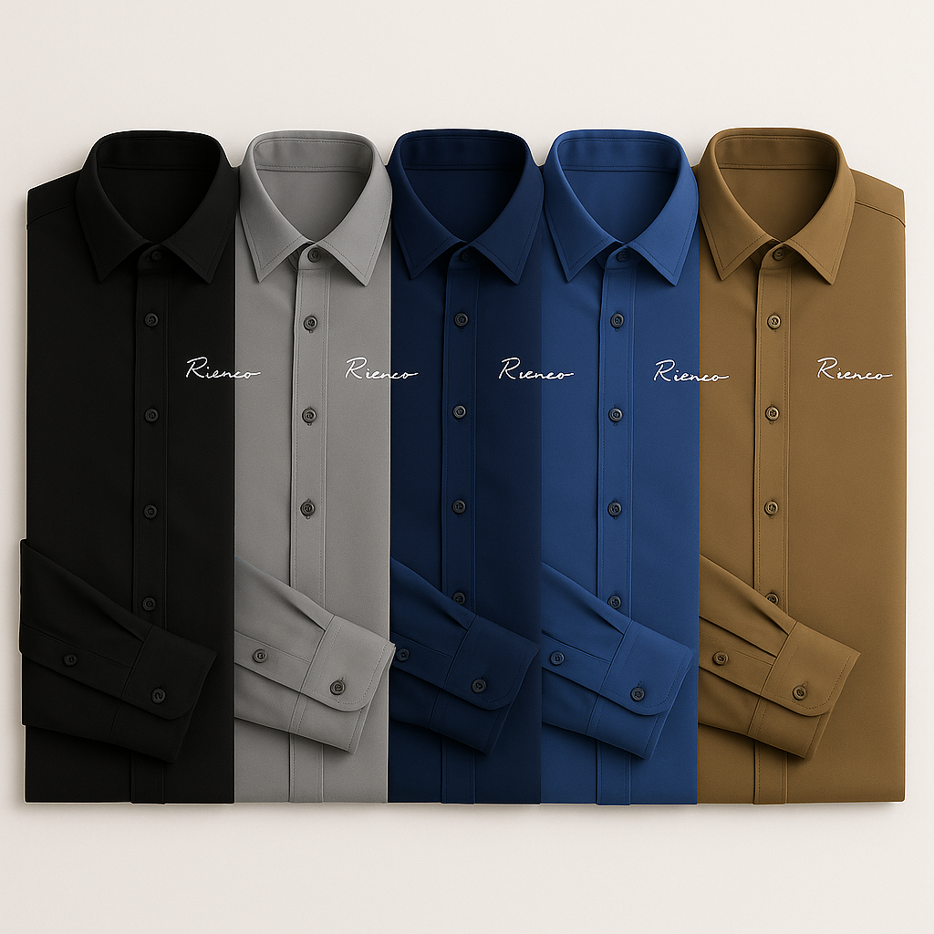 Kit de Camisas Sociais Rienzo em Seda, Poliéster e Viscose + Brindes