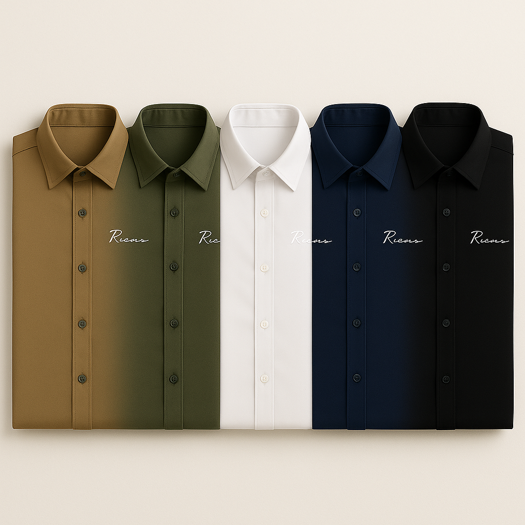 Kit de Camisas Sociais Rienzo em Seda, Poliéster e Viscose + Brindes