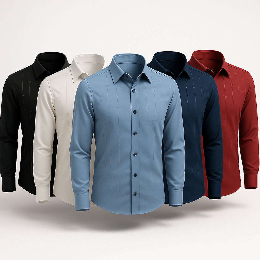 Kit de Camisas Sociais Marquessio em Seda e Poliéster + Brindes