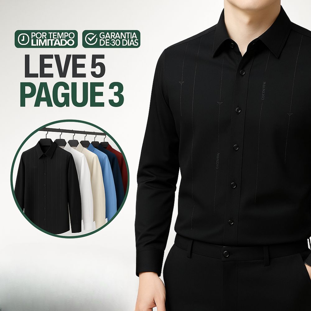 Kit de Camisas Sociais Marquessio em Seda e Poliéster + Brindes