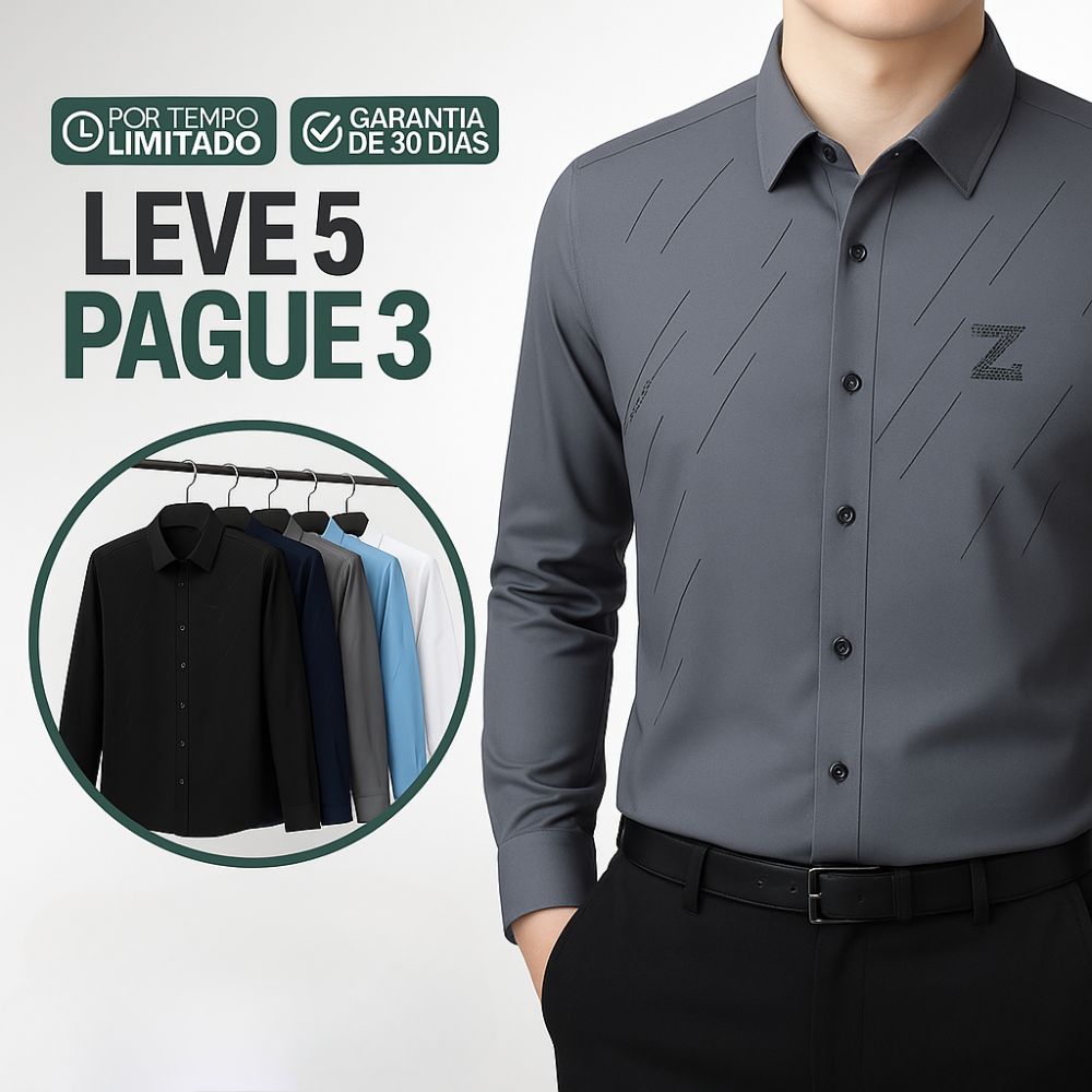 Kit de Camisas Sociais Zorvick em Seda e Poliéster + Brindes
