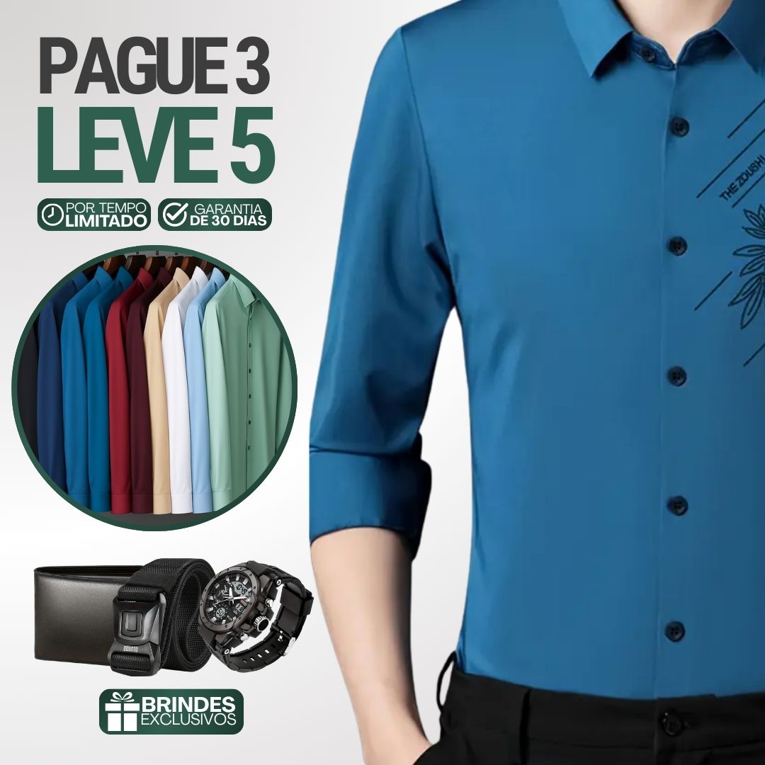 Kit de Camisas Sociais Dalloren em Seda e Poliéster + Brindes