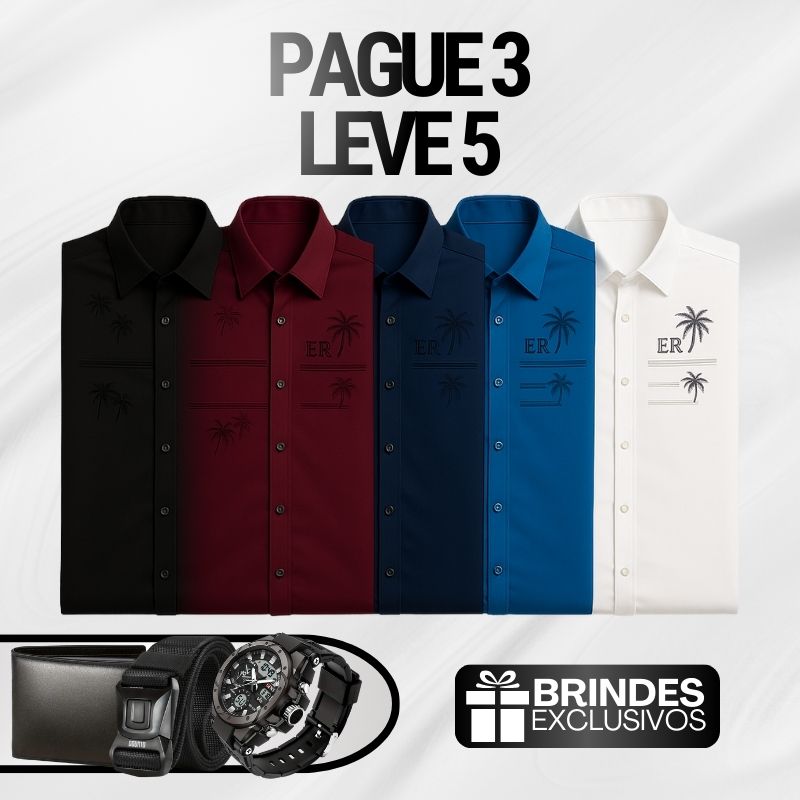Kit de Camisas Sociais Urban em Seda Gelo e Poliéster + Brindes